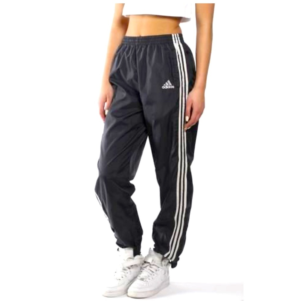 Vintage Adidas Windbreaker Pants Black White Tag Size Large